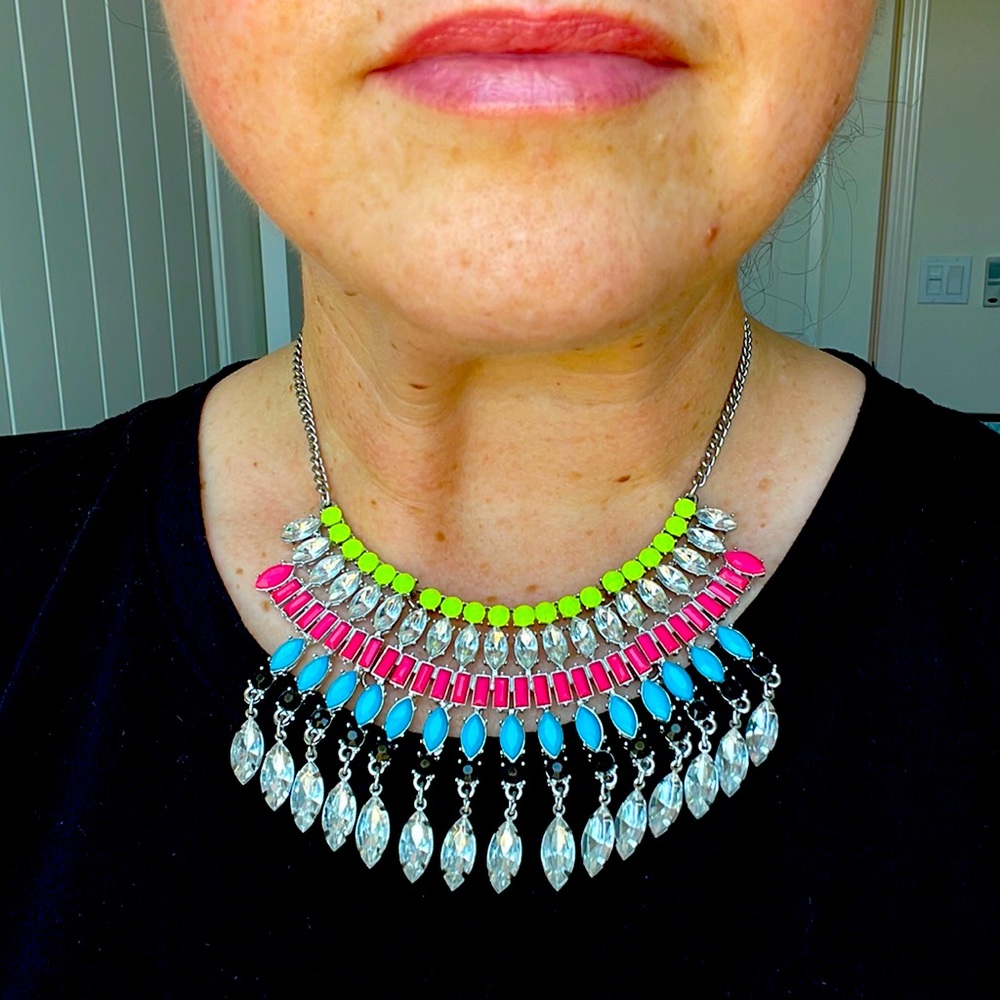 Bibb Statement Necklace- 6 Layers of beading- Costume Jewelry